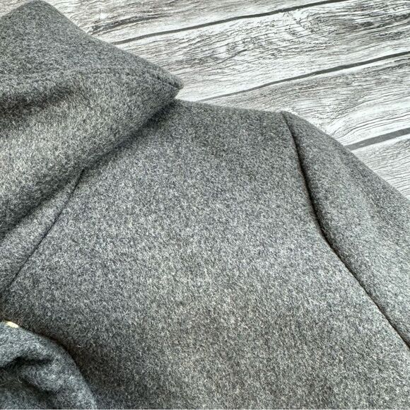 Cole Haan Women's Wool Blend Pea Coat 6 Charcoal Grey Gray Full Zipper Zip Lined - Picture 5 of 16